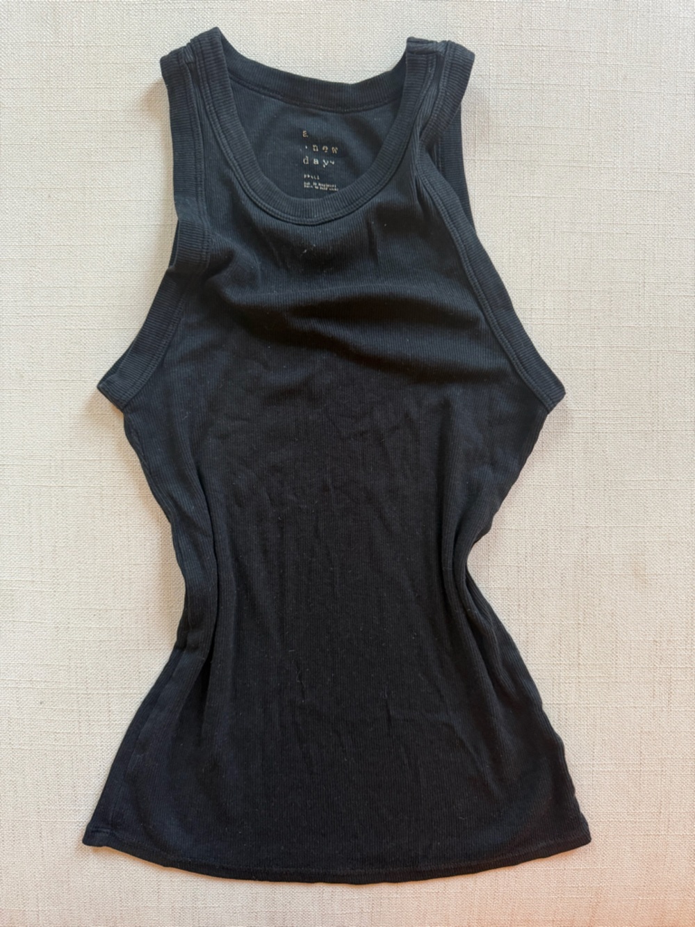 a new day Black Ribbed Tank Top